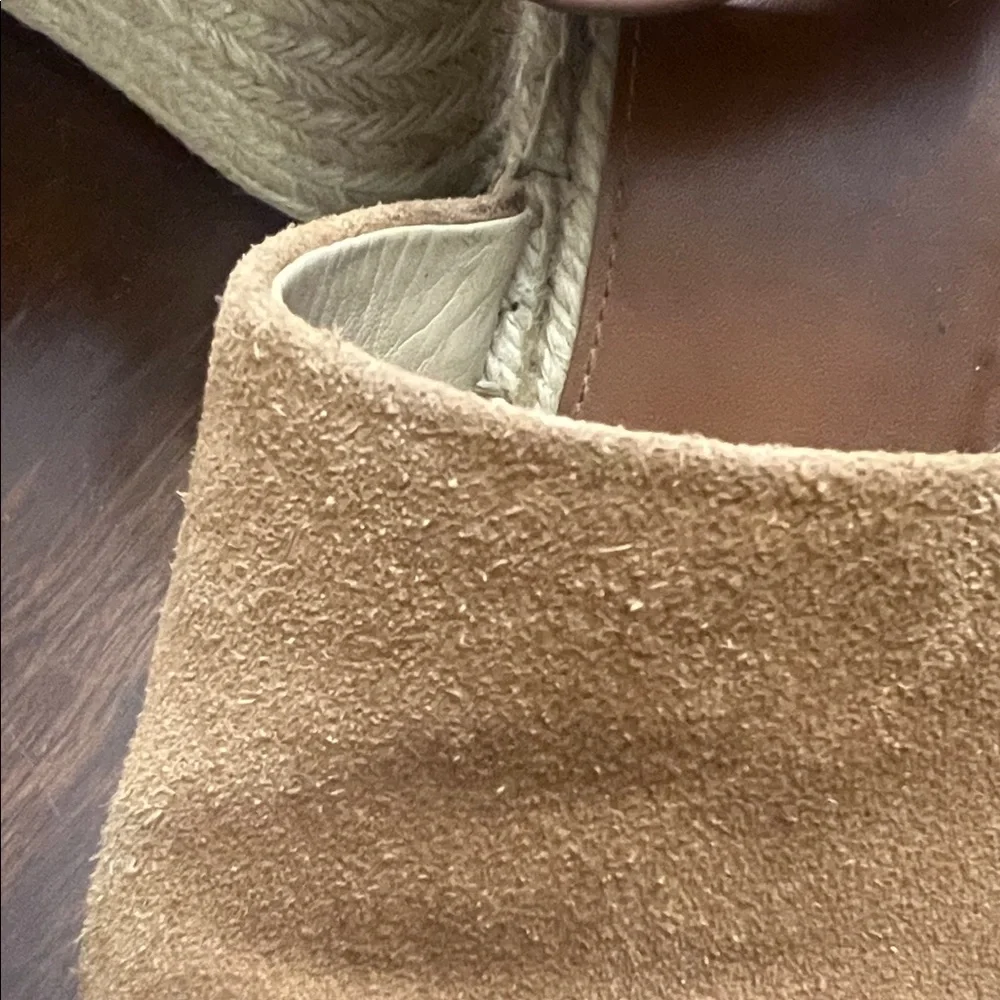 Marc Fisher Tan Suede Espadrille Wedge Sandals